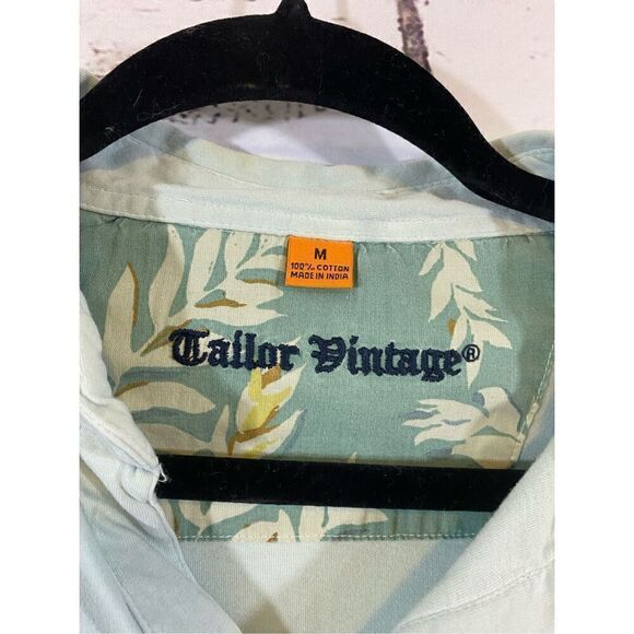 Tailor Vintage Cotton Pale Green Polo Size Medium - Picture 2 of 3
